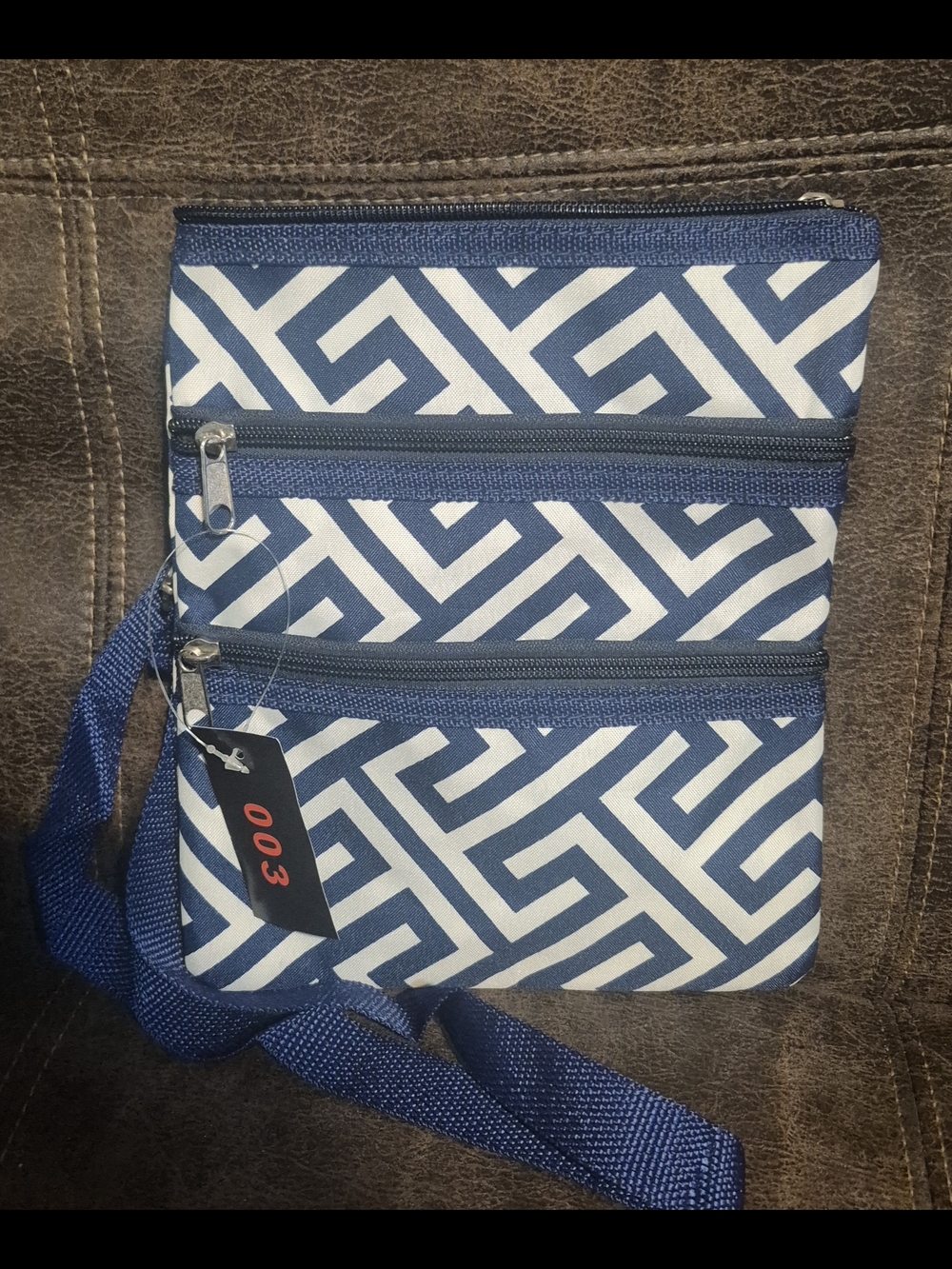 Navy Geometric Crossbody Bag - Brand
